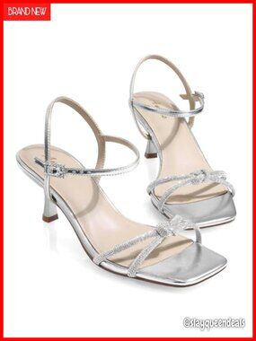 Kitten Heels Rhinestone Strappy Sandals Dress Shoes Prom Wedding